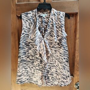 Cabi Zebra Print Sleeveless Blouse Size XL